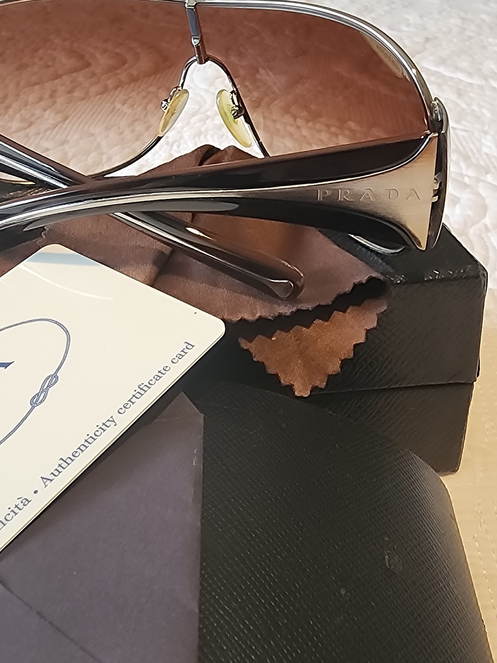 Vintage Prada Oversized Shield Sunglasses in Black - Picture 8 of 14